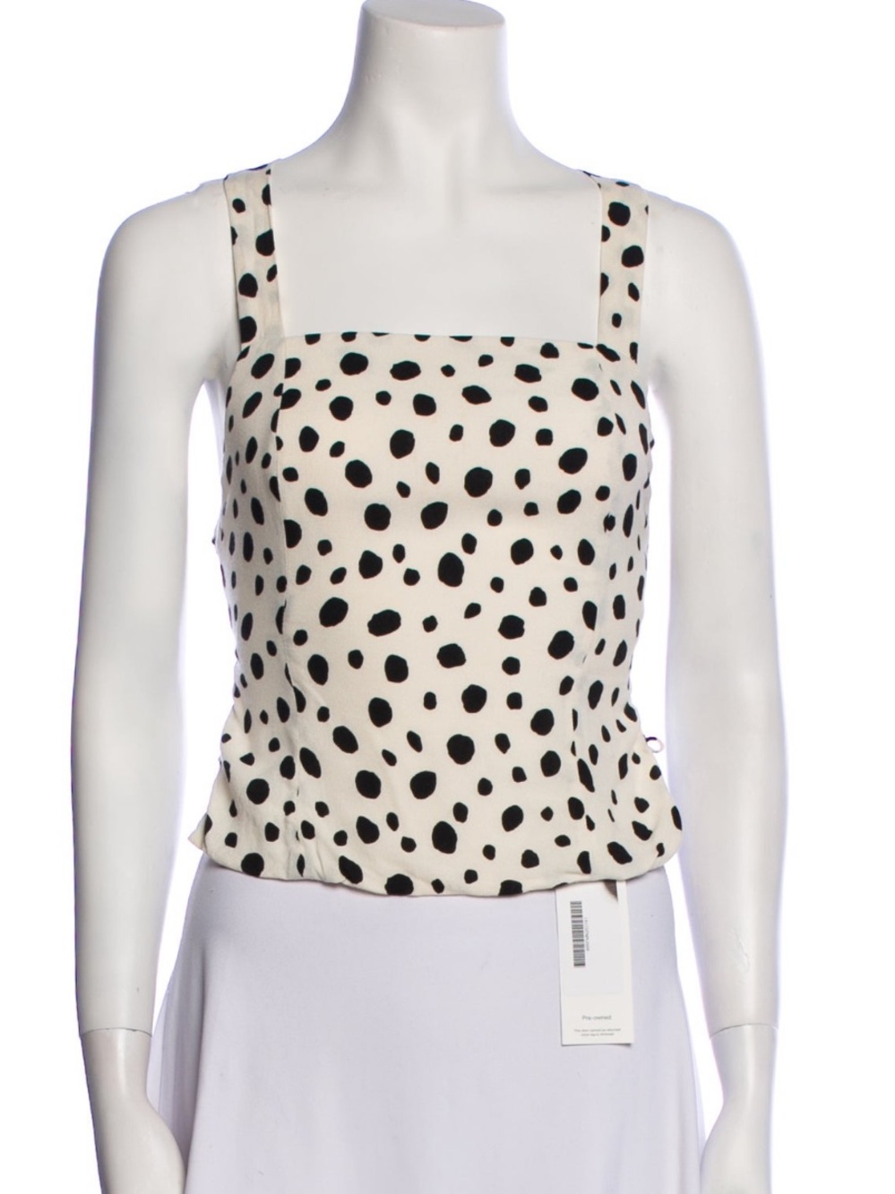 Reformation Polka Dot Print Square Neckline Crop Top